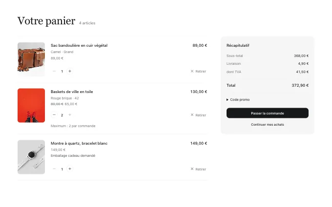 commerce.Cart — lines-and-summary