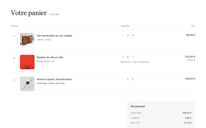 commerce.Cart — table