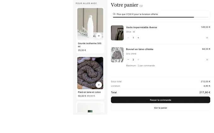 The commerce.CartWithSuggestions block