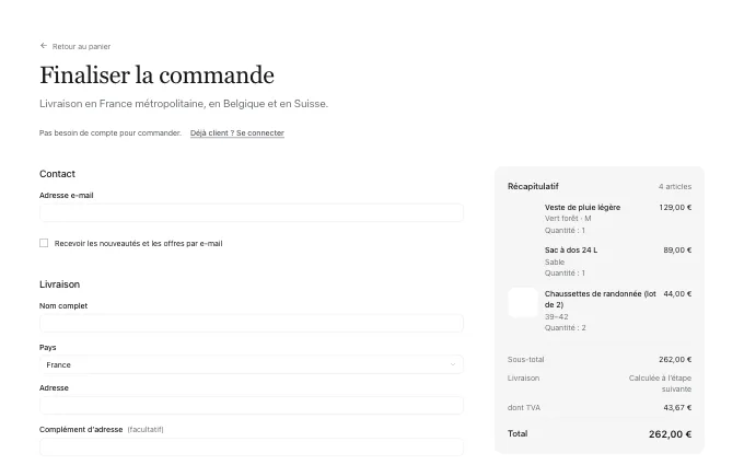 commerce.Checkout — one-page