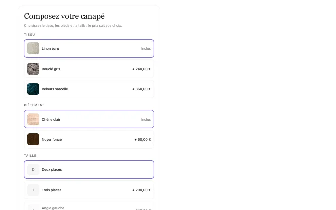 The commerce.ConfigurablePurchase block