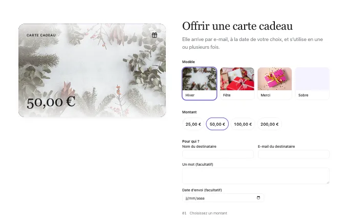 The commerce.GiftCard block