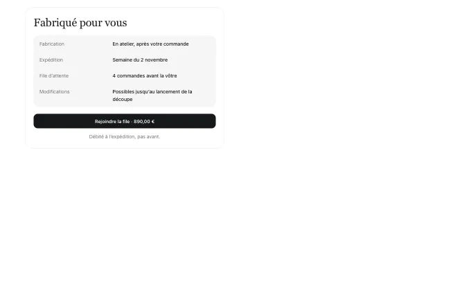 The commerce.MadeToOrderOffer block