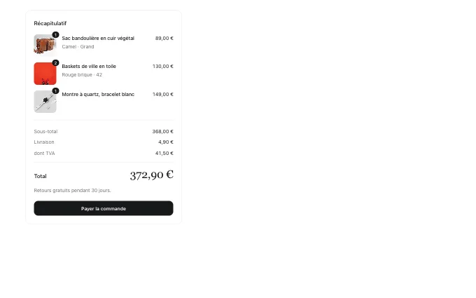 The commerce.OrderSummary block