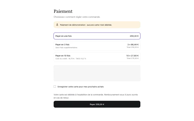 The commerce.PaymentInstalments block