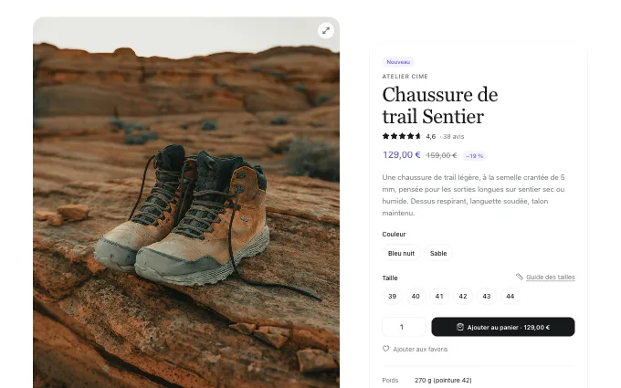 The commerce.ProductStory block