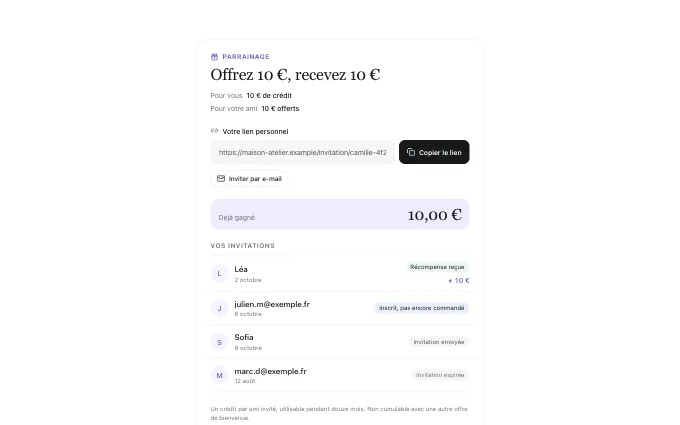 The commerce.ReferralAccount block