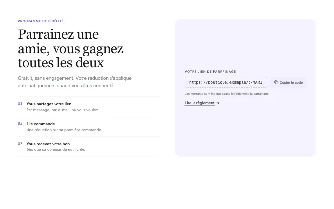 The commerce.ReferralInvite block
