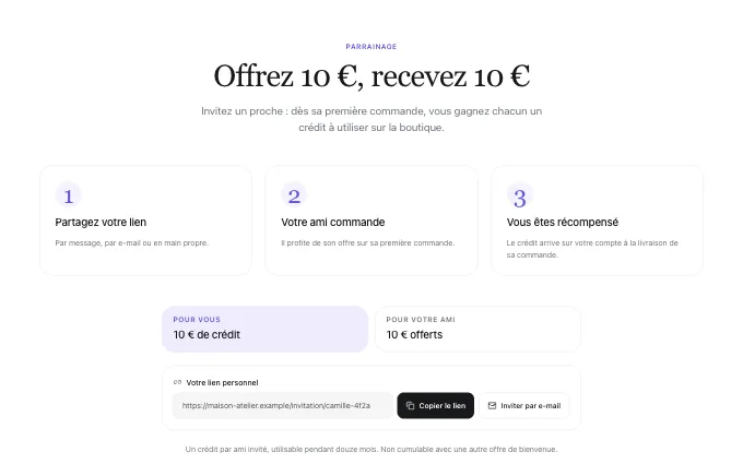 The commerce.ReferralSteps block