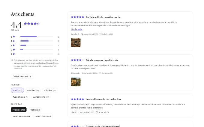 commerce.ReviewList — two-column