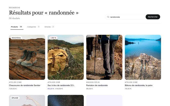 The commerce.SearchResults block