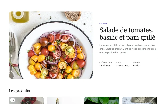The commerce.ShoppableRecipe block