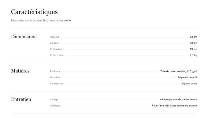 The commerce.SpecificationFigures block