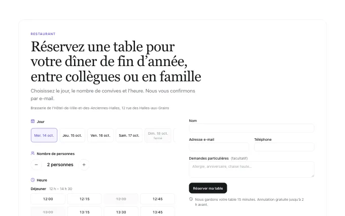The commerce.TableBooking block