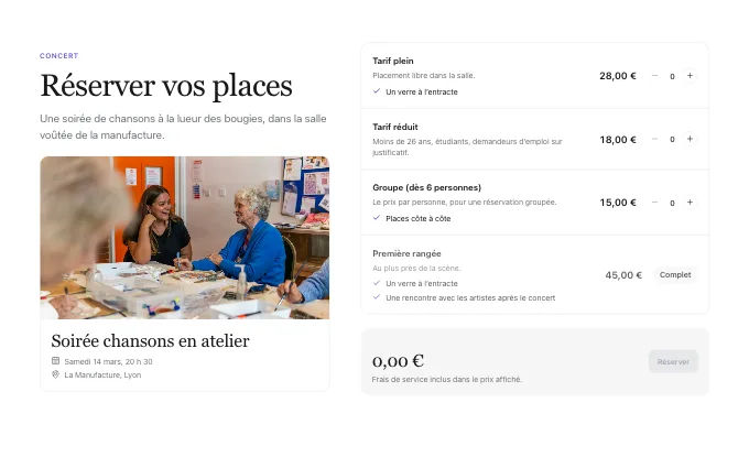 The commerce.TicketTiers block