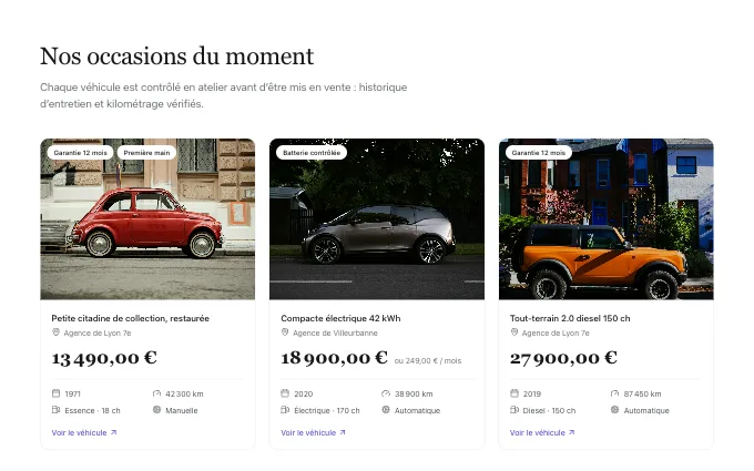 The commerce.VehicleListing block