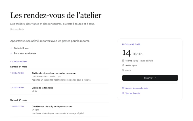 The content.EventRegistration block