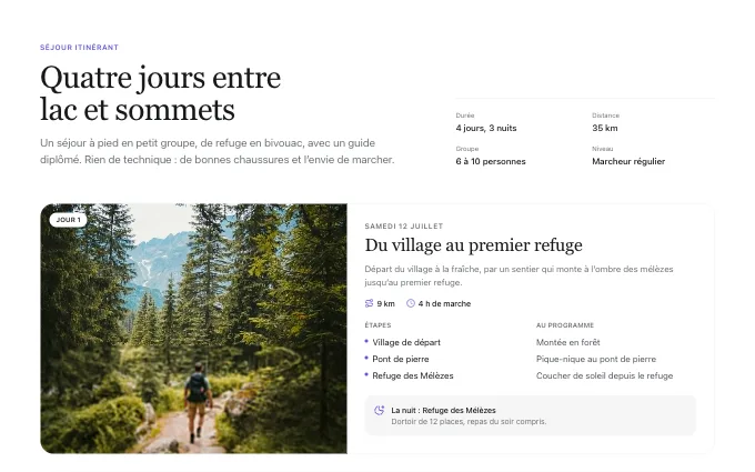 The content.Itinerary block