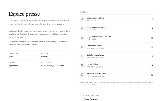 The content.PressKit block