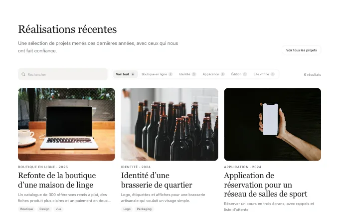 content.ProjectIndex — filterable