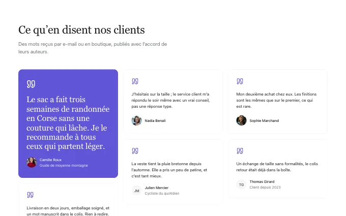The content.Testimonials block