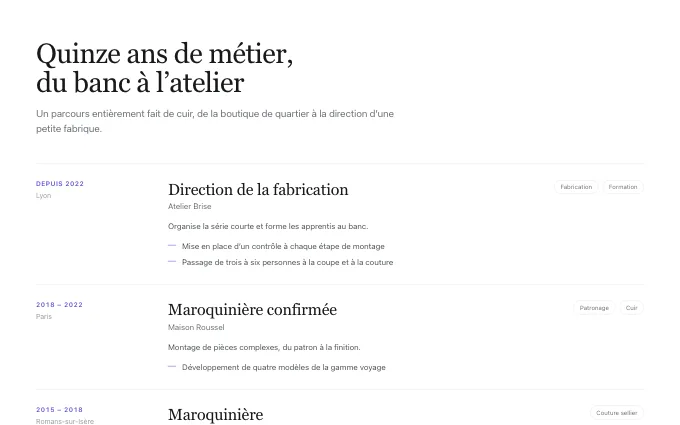 content.WorkHistory — timeline