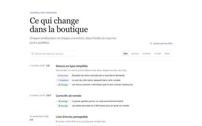 editorial.Changelog — feed-with-search