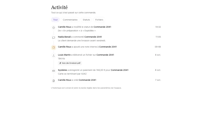 The saas.ActivityFeed block