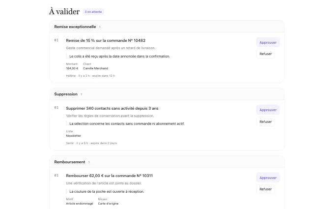 saas.ApprovalQueue — triage