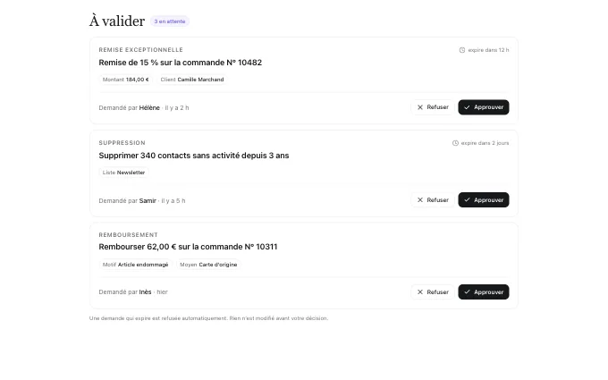The saas.ApprovalQueue block