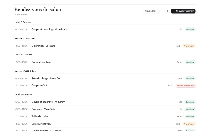 The saas.BookingAgenda block