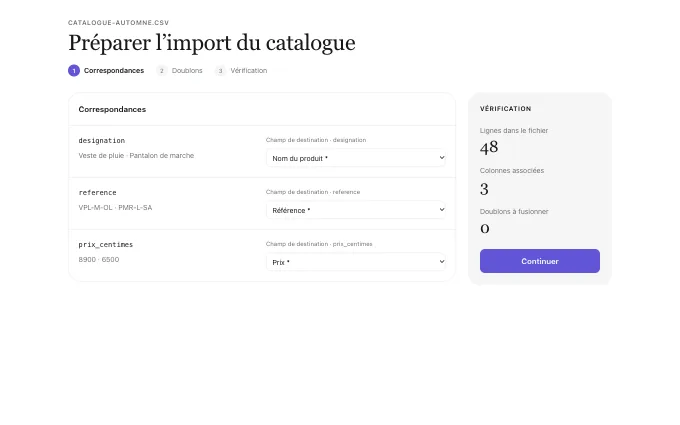 The saas.ImportMapping block