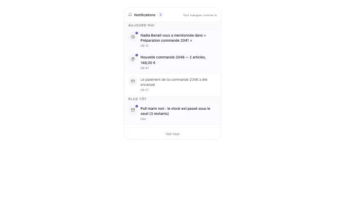 The saas.NotificationCenter block