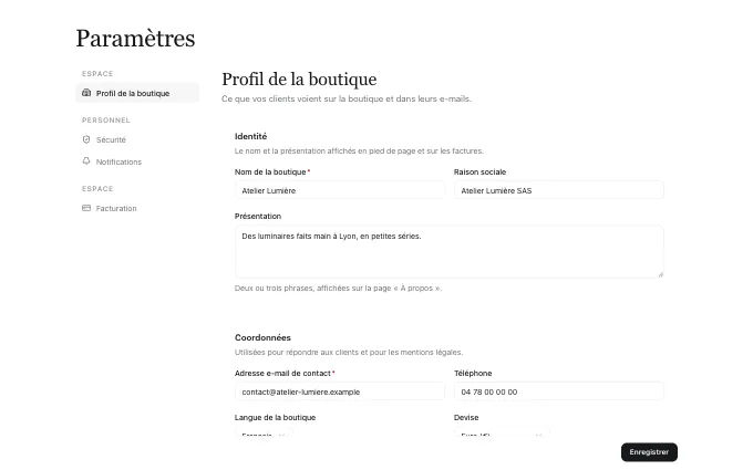 saas.SettingsLayout — sidebar
