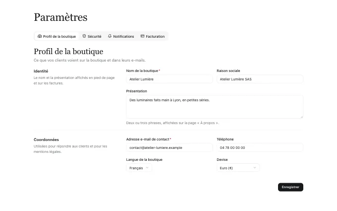 saas.SettingsLayout — tabs