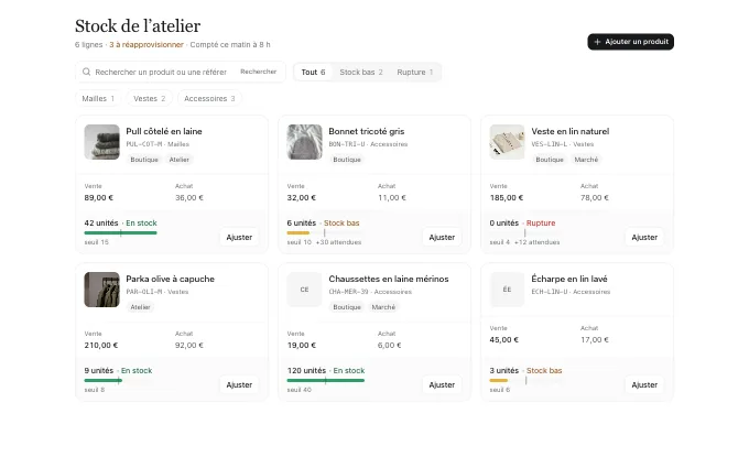 saas.StockLevels — meter-cards
