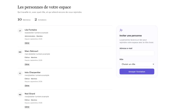The saas.TeamInvitations block